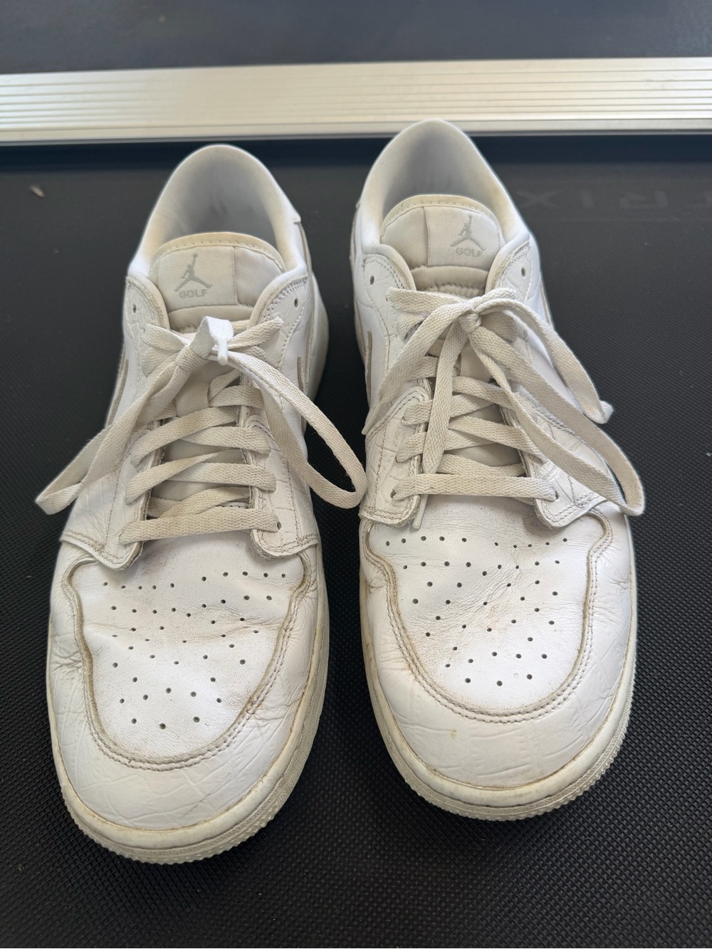 Jordan White Men's Leather Golf Sneakers